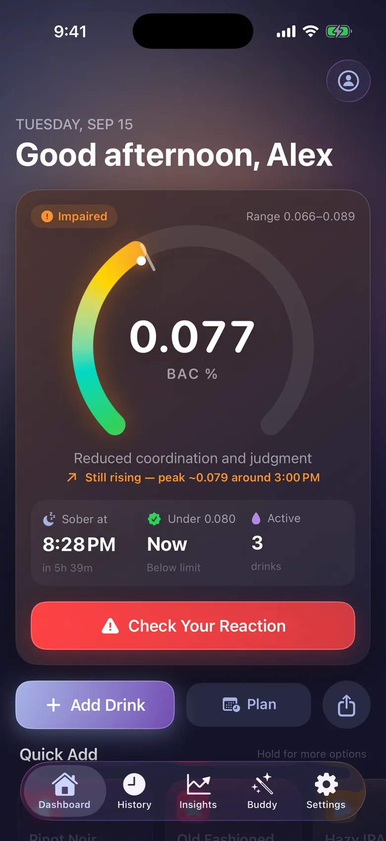 Dashboard in Midnight theme